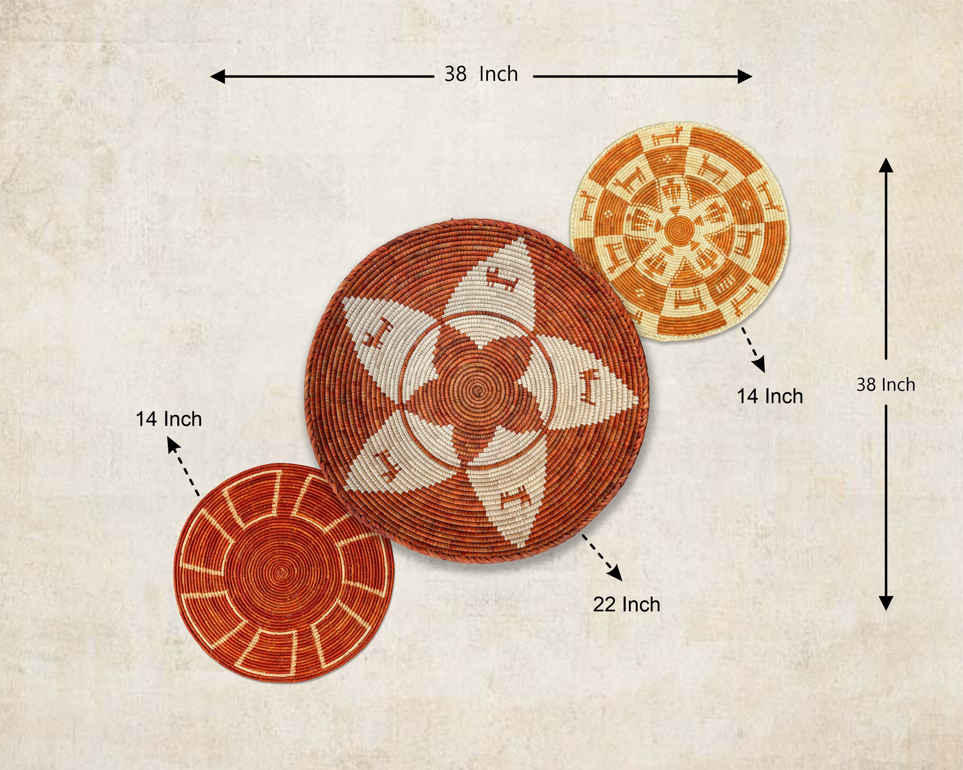 Set of 3 Handwoven wall baskets SET-203-3 N