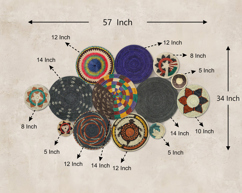 Set of 13 Handwoven wall baskets SET-180-13 N