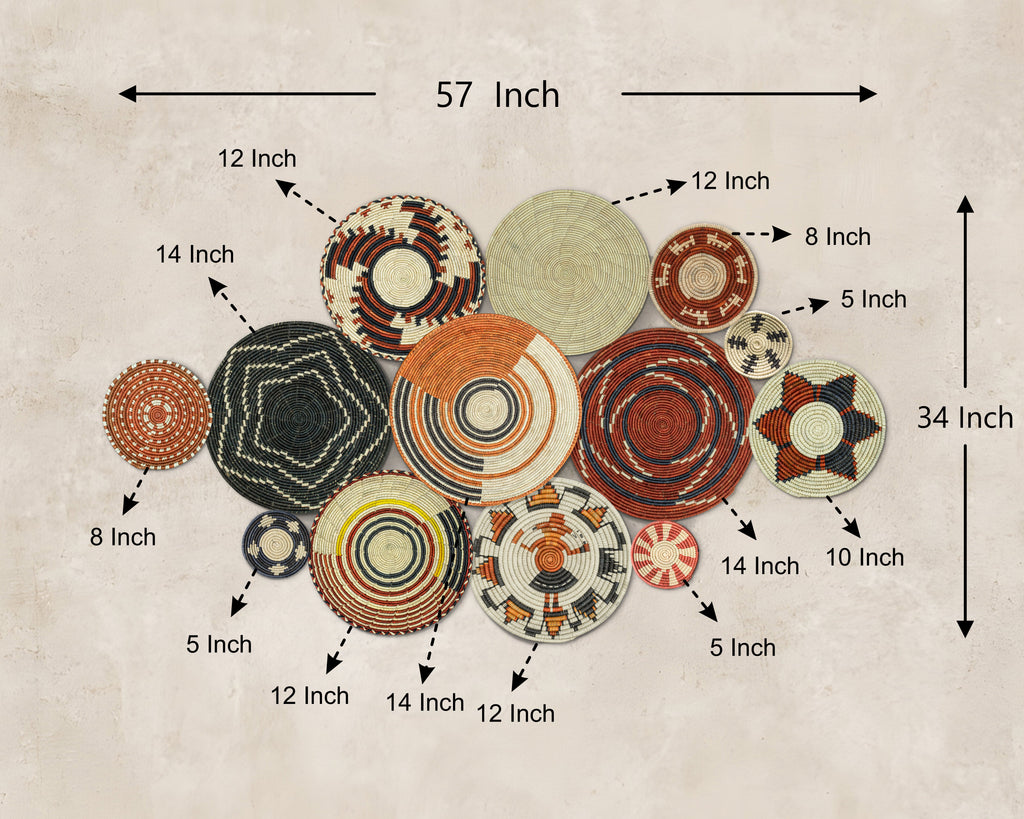 Set of 13 Handwoven wall baskets SET-179-13 N