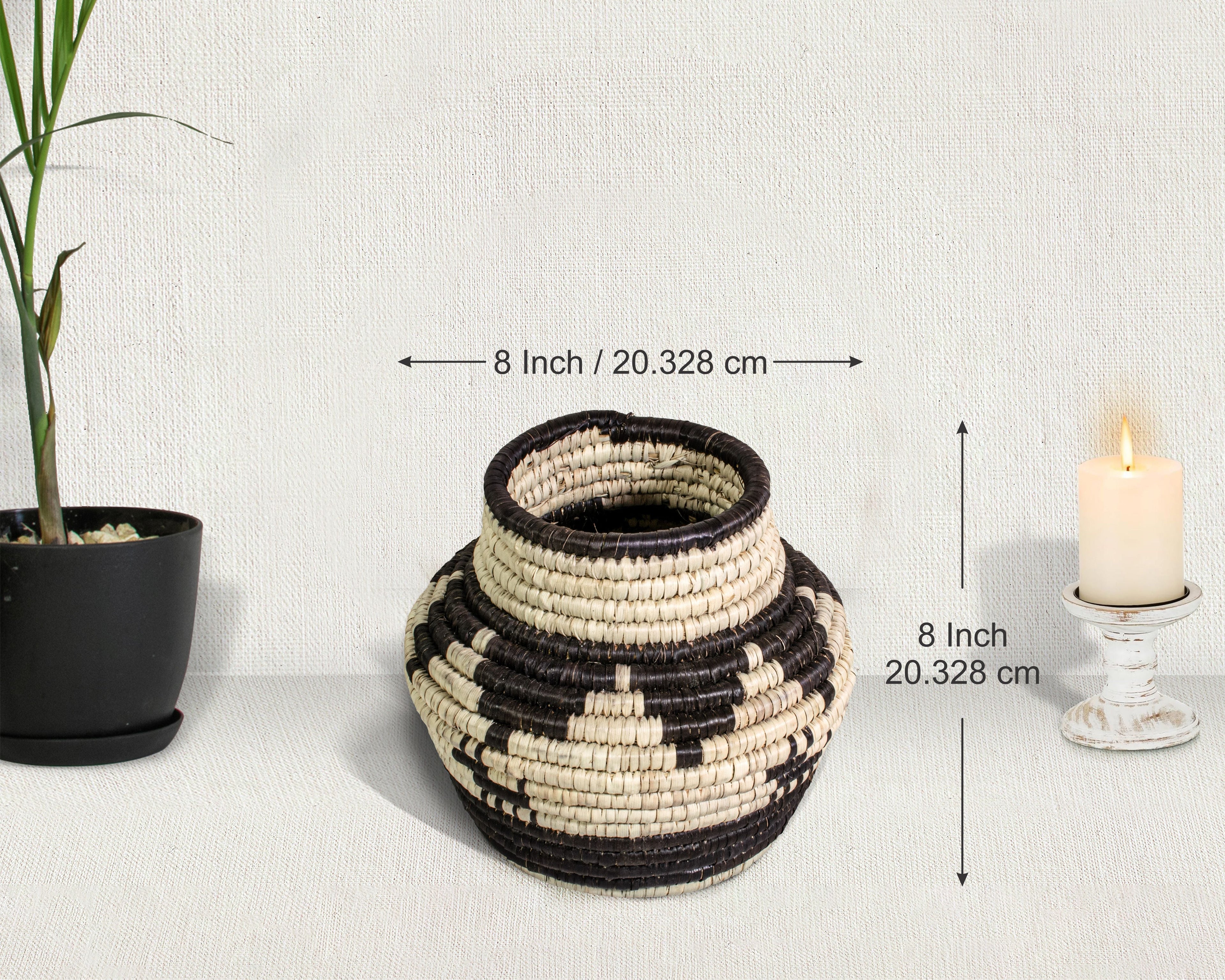 Black Dogs with Waves Vintage Potter Basket - PP-1119-8