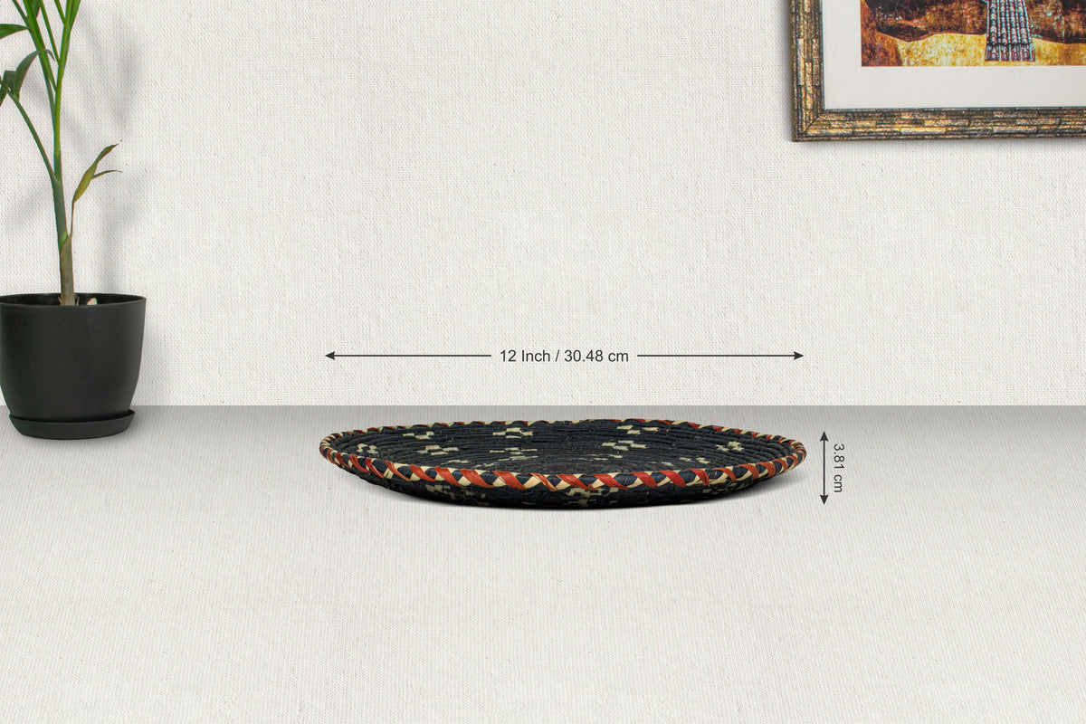 12" Dia Obsidian Galaxy Flat Basket