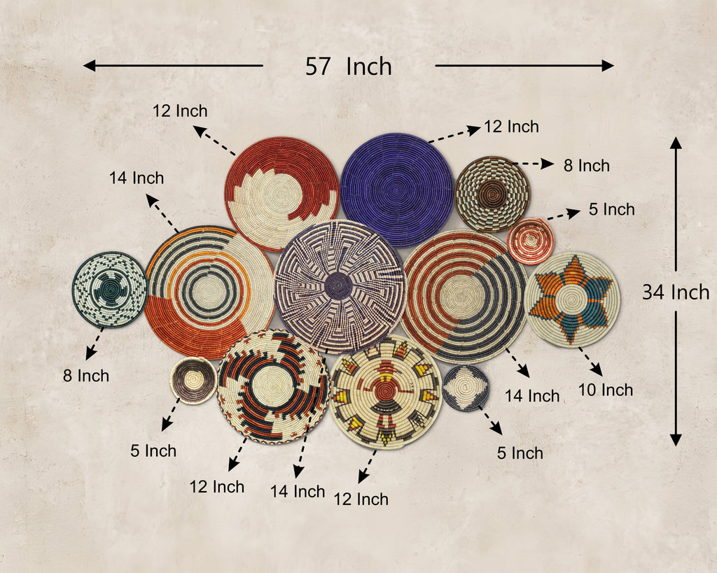 Set of 13 Handwoven wall baskets SET-177-13 N