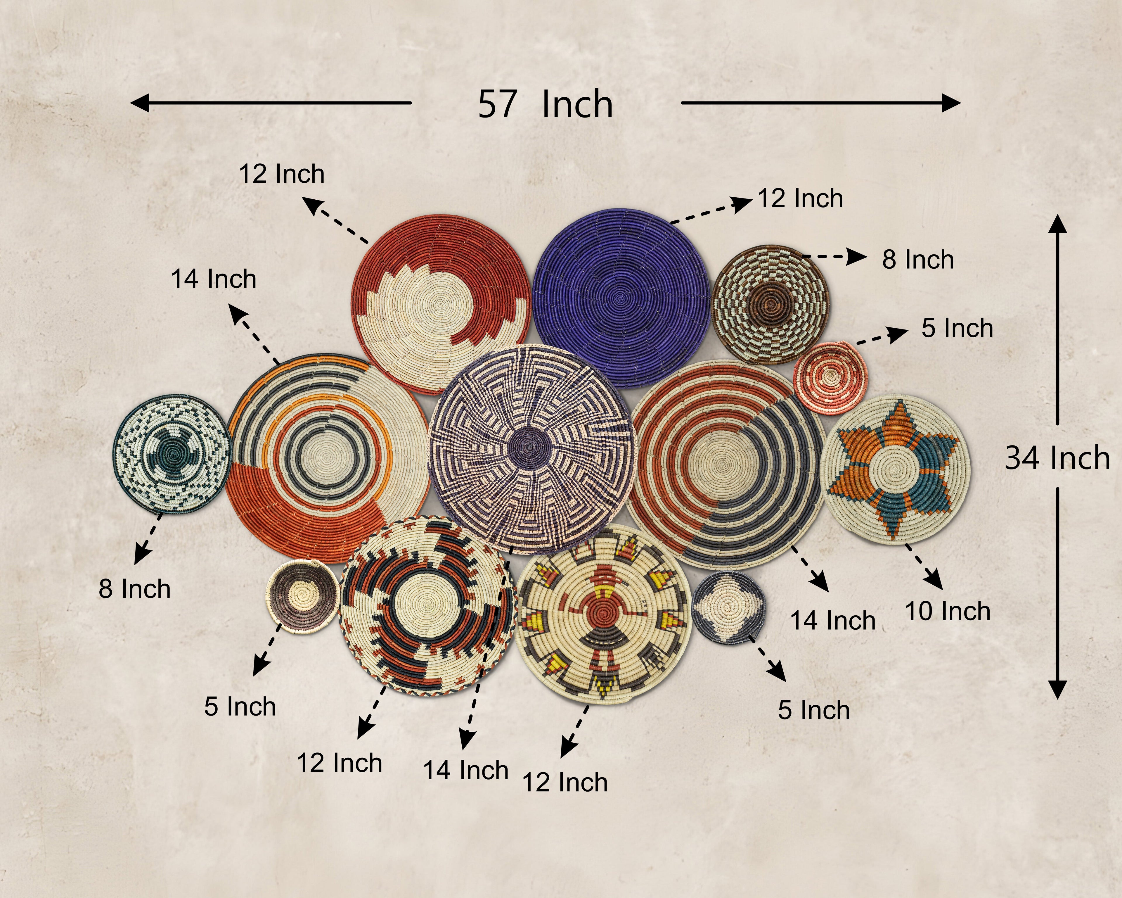 Set of 13 Handwoven wall baskets SET-177-13 N