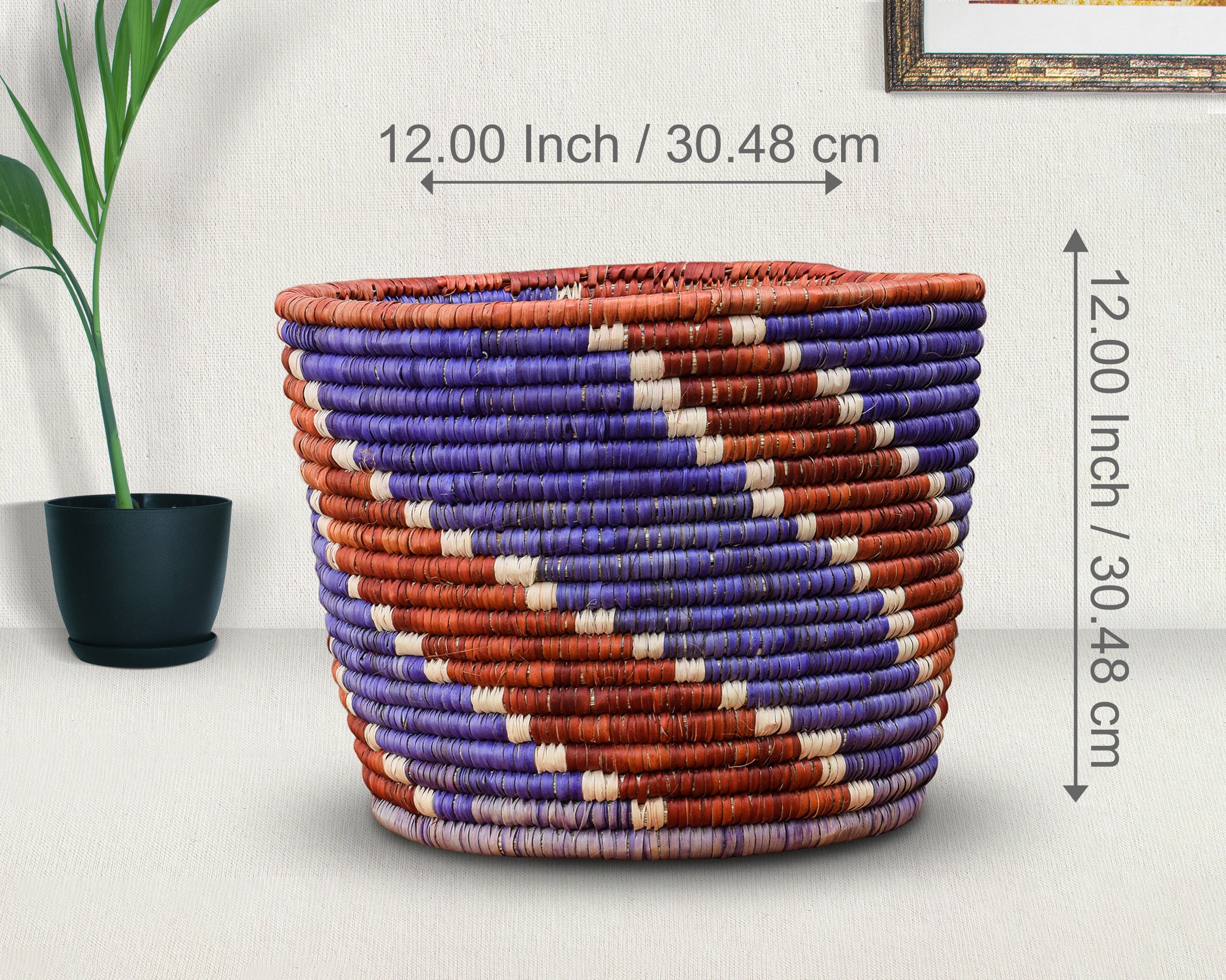 Indigo Stripes Planter Basket