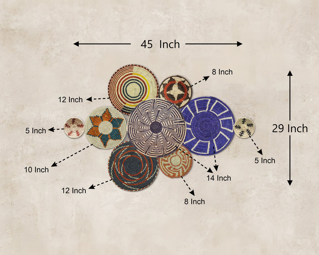 Set of 9 Handwoven wall baskets SET-19-9 N