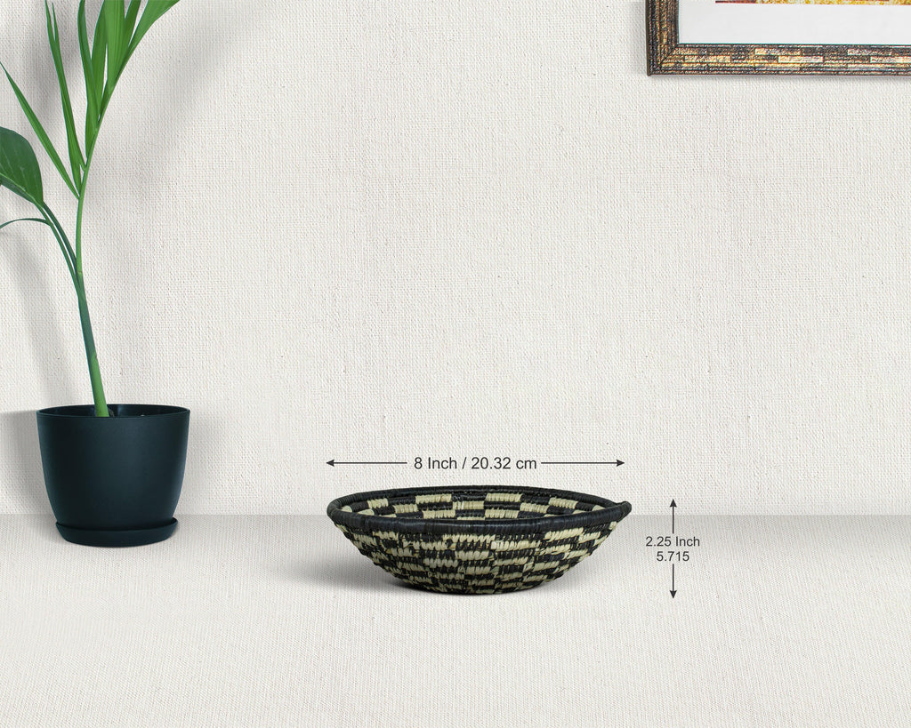 Rosette Black Bowl Basket 8-inch LBW-445-7 B