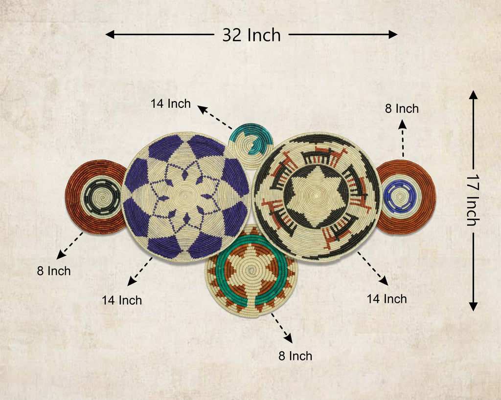 Set of 6 Handwoven wall baskets SET-293-6 N