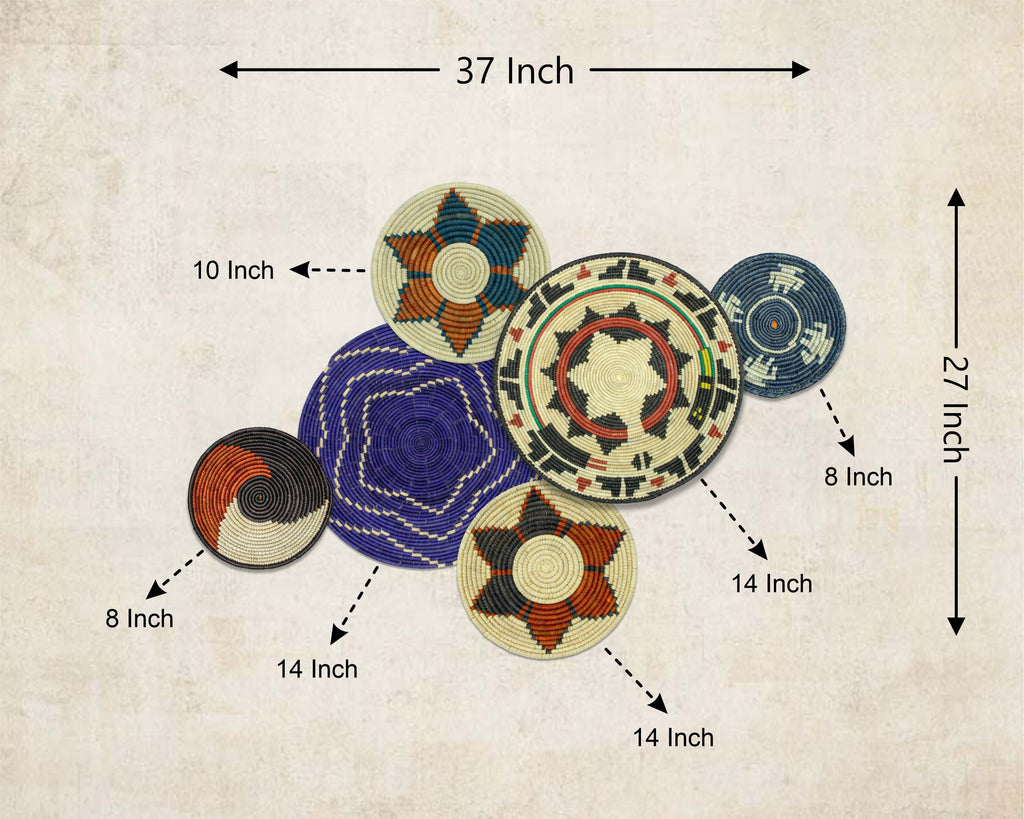 Set of 6 Handwoven wall baskets SET-282-6 N