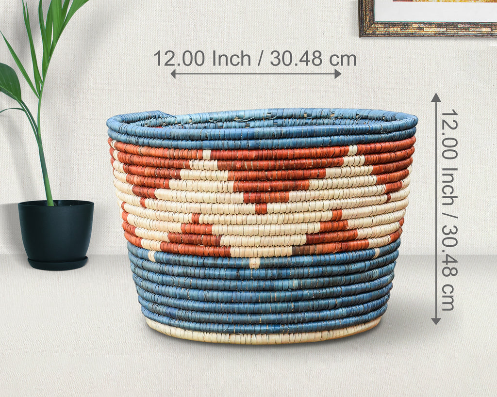 Blue Rim Planter Basket