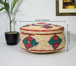 White Medallions Southwestern Lid Basket