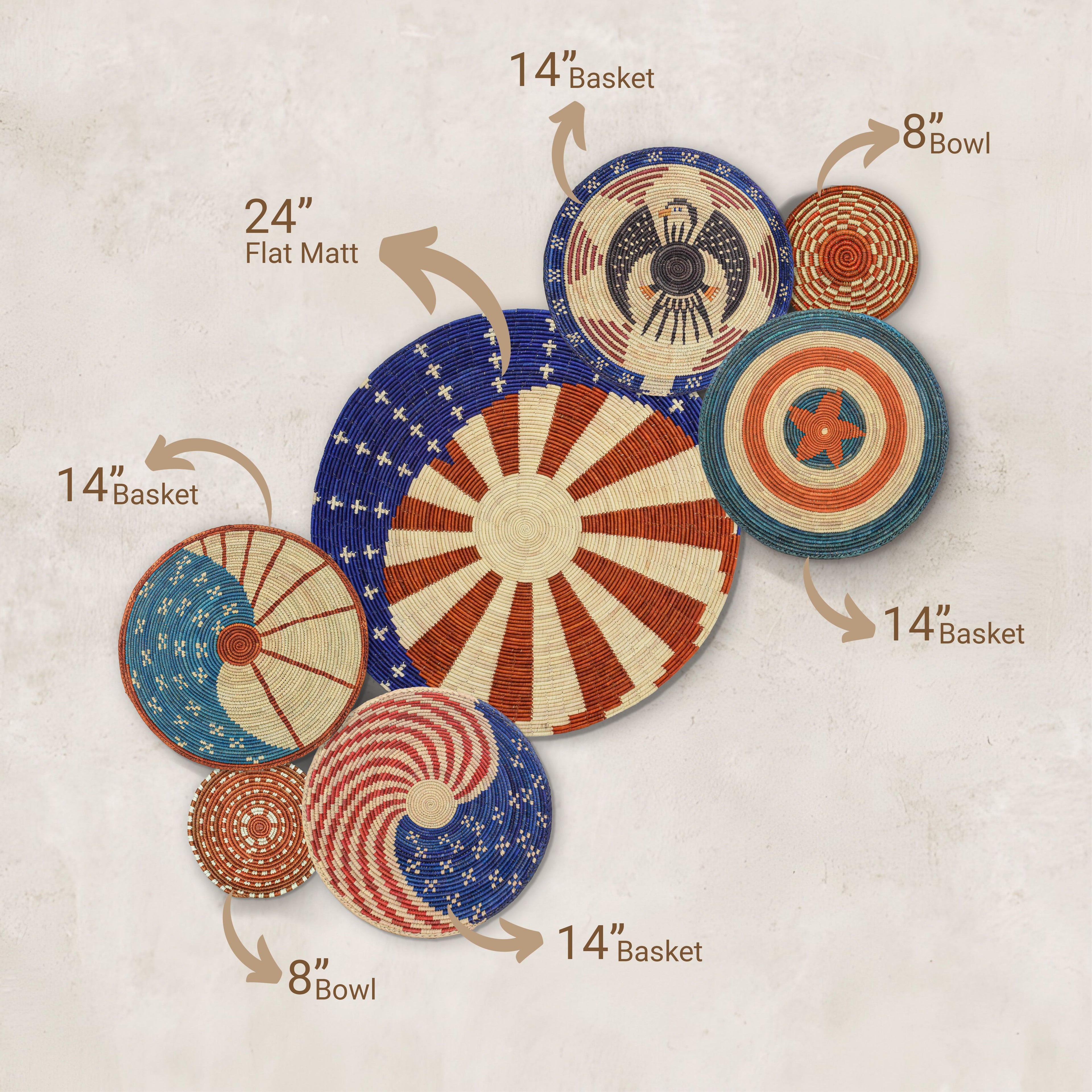 Patriotic Wall Basket Gallery Set of 8
