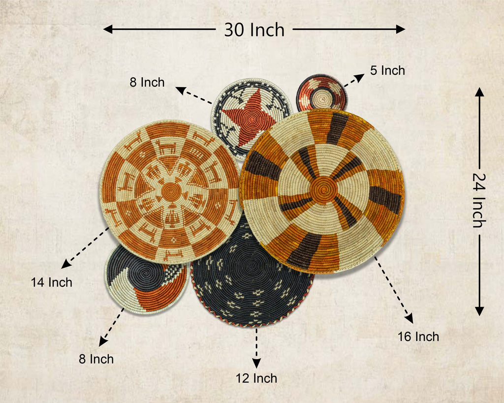 Set of 6 Handwoven wall baskets SET-271-6 N