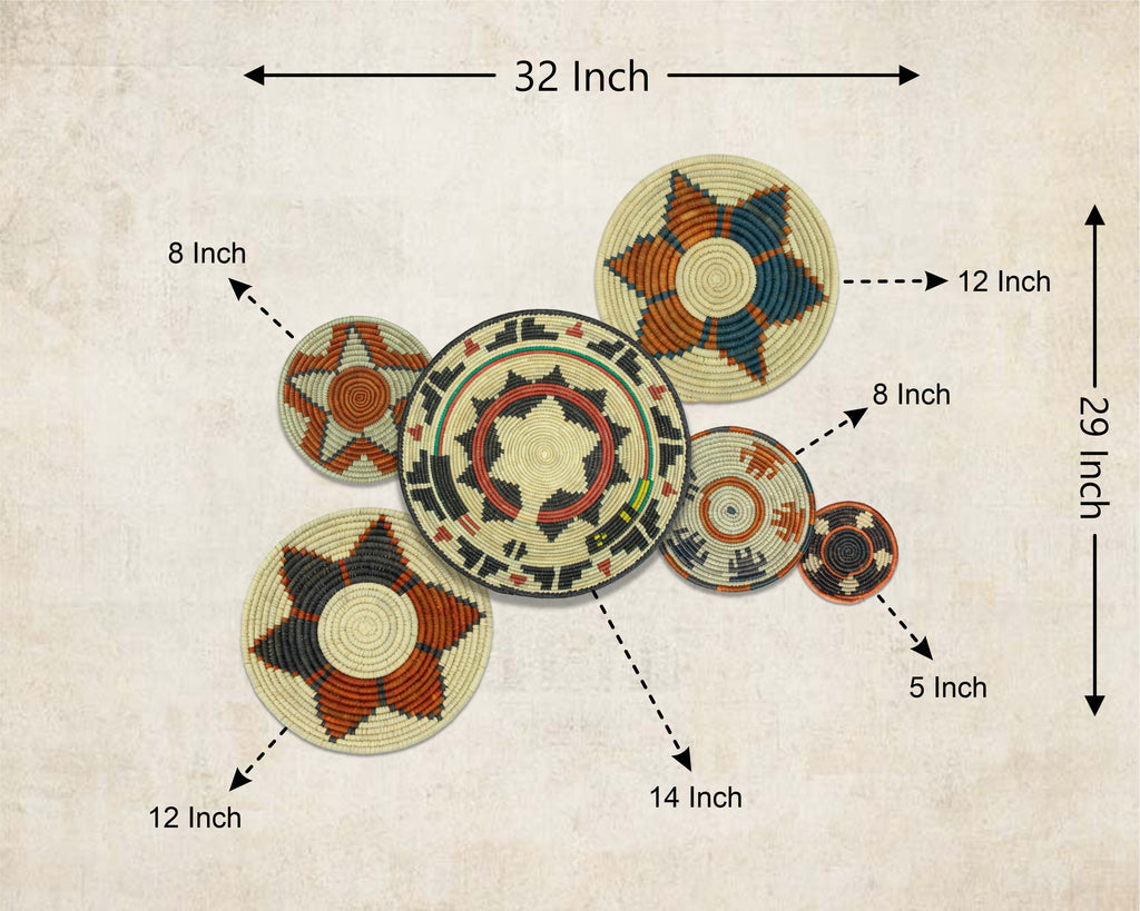 Set of 6 Handwoven wall baskets SET-394-6 N