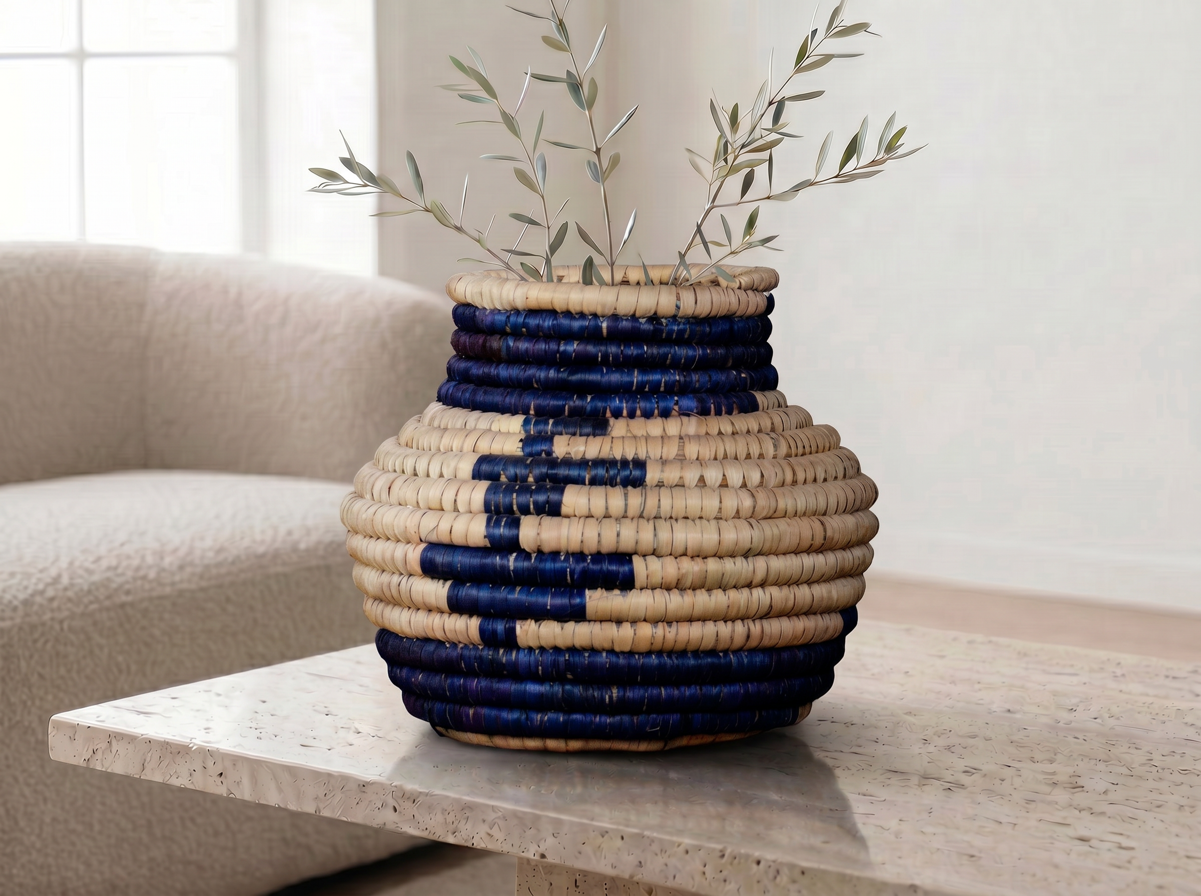 Navy Stairs Small Coiled Vase Potter