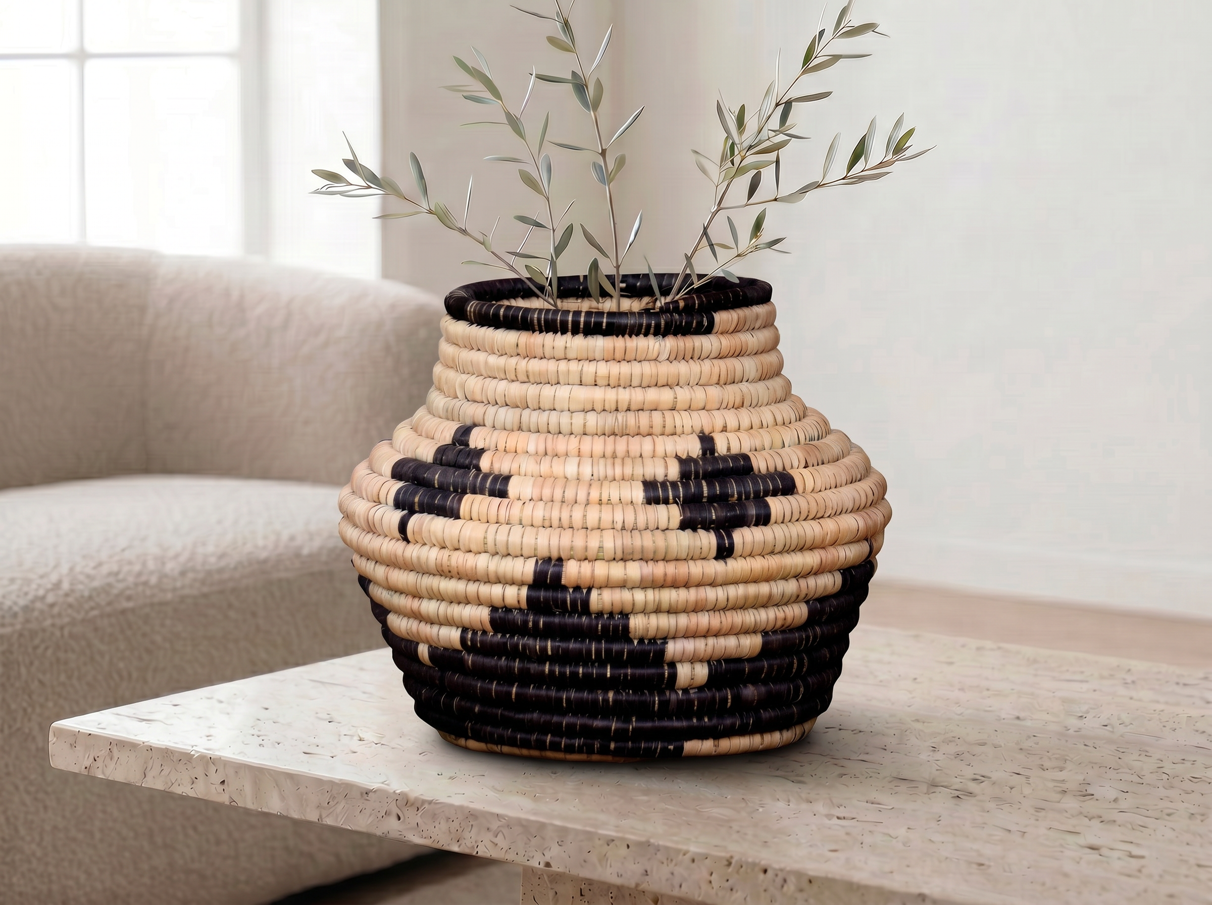 Cross Motif Coiled Vase