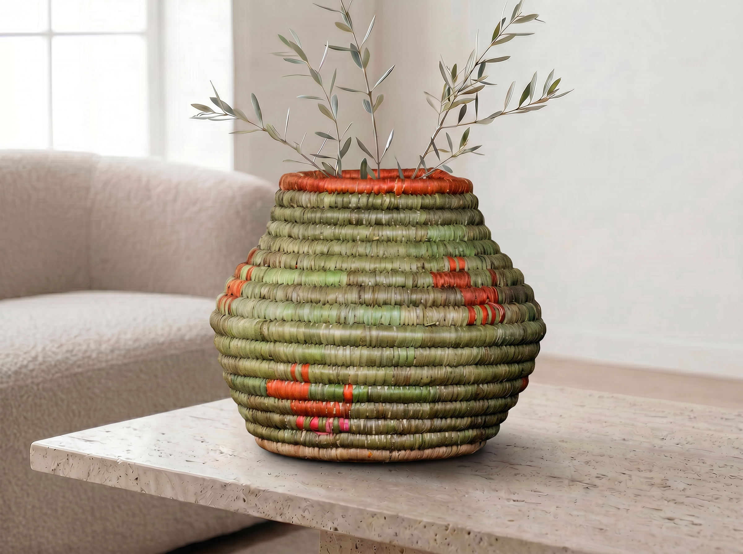 Green Emerald Small Coiled Vase Potter