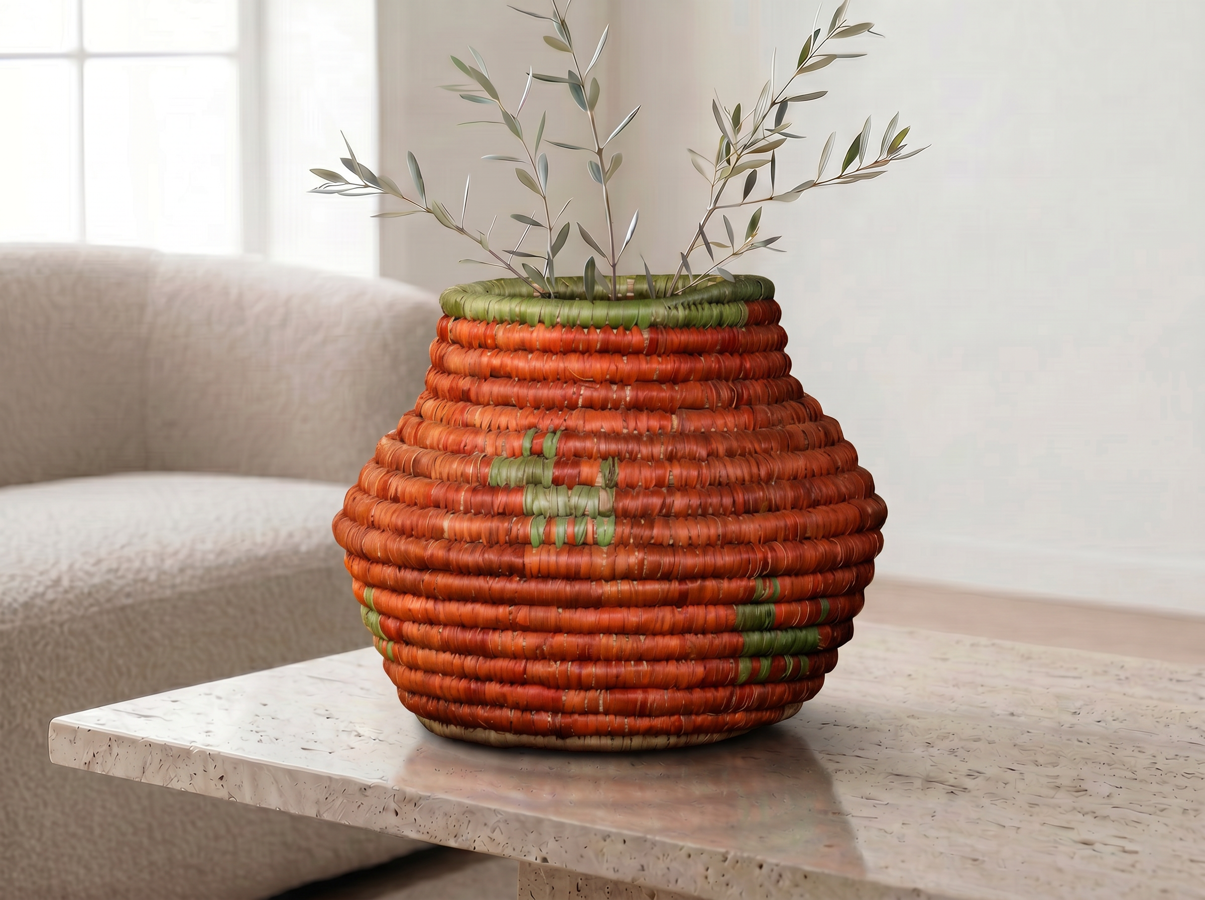 Red Coral Small Coiled Vase Potter