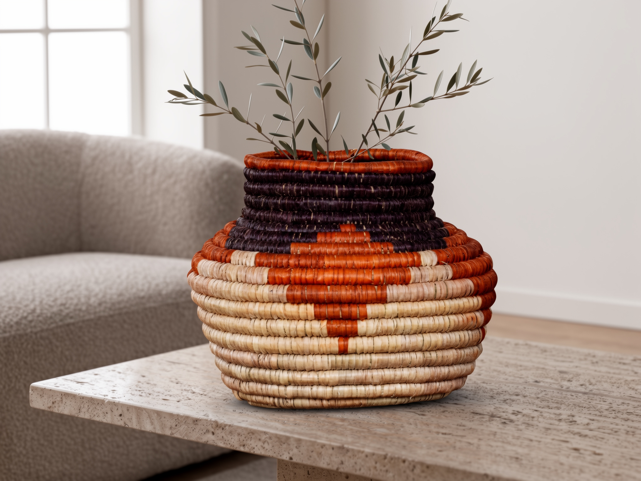 Cube Motif Coiled Vase