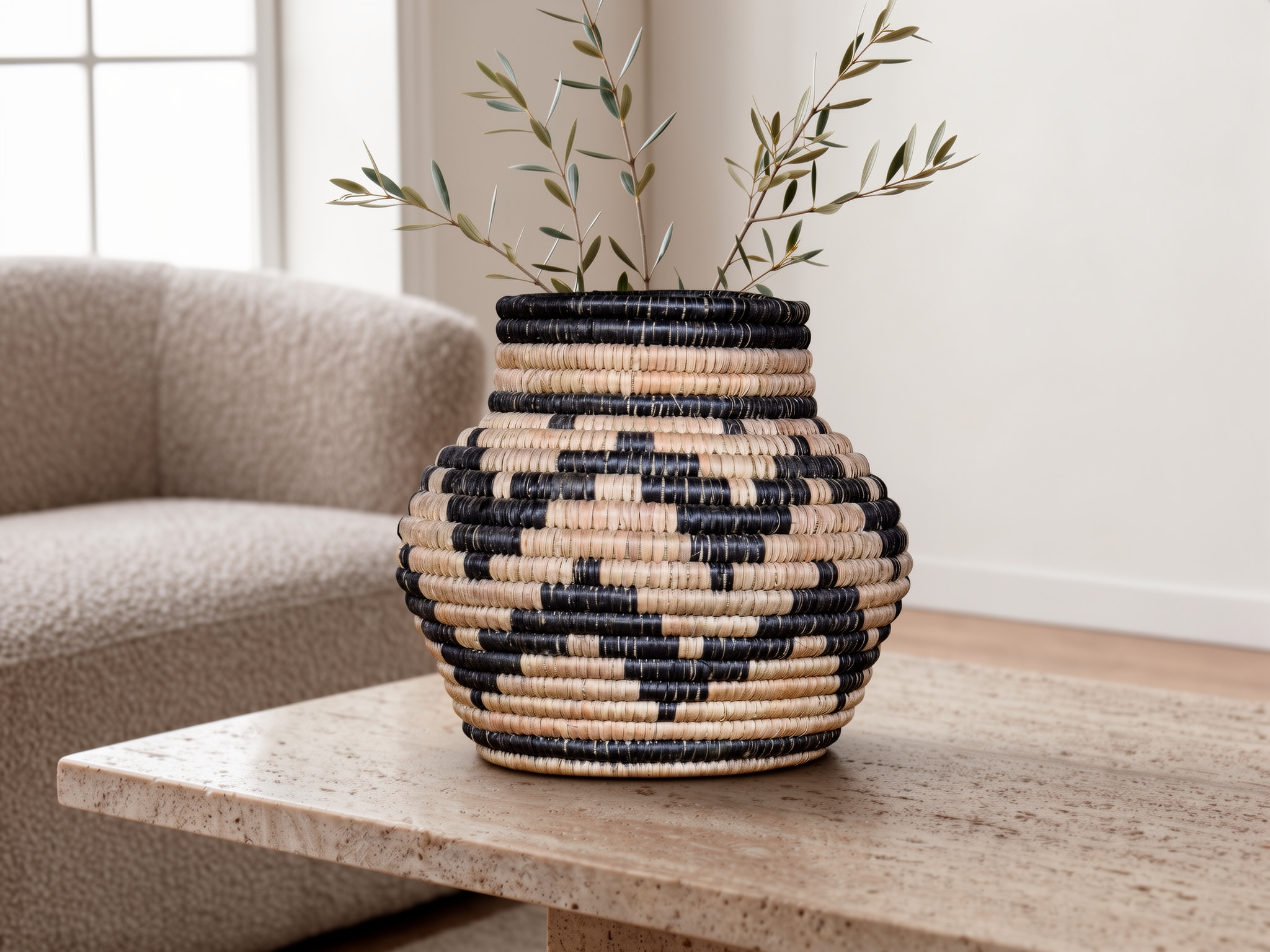 Black Waves Coiled Vase