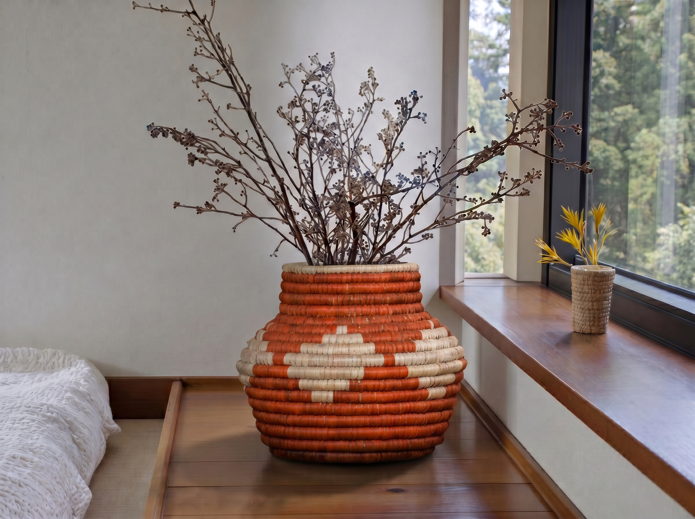 Orange Medallions Coiled Vase
