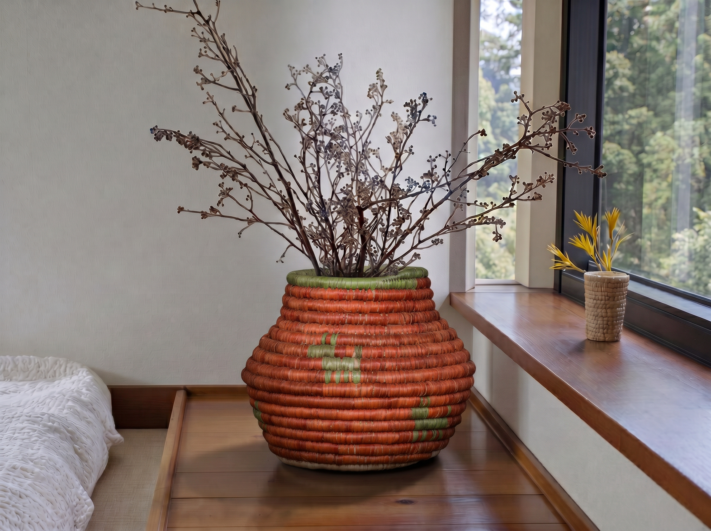 Red Coral Small Coiled Vase Potter