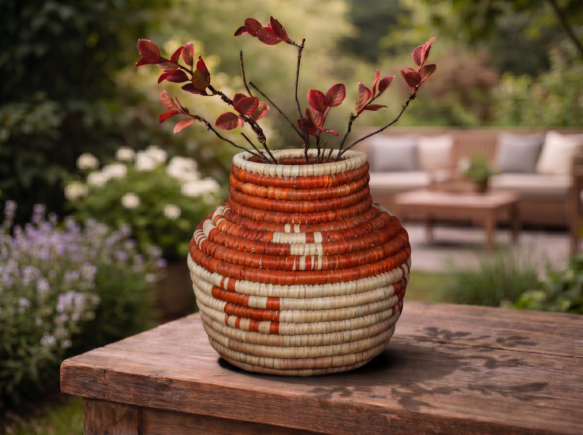 Rust Hound Circle Coiled Vase