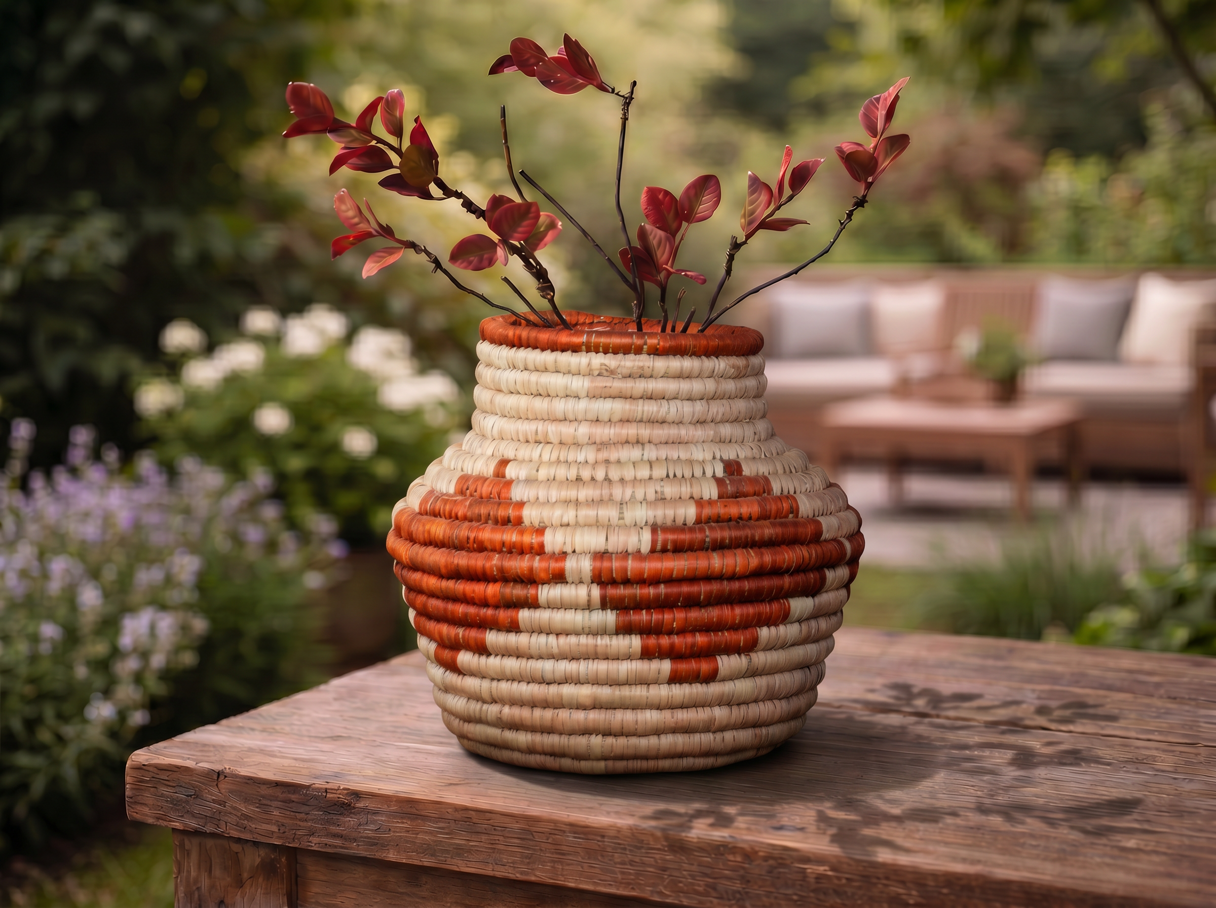 Rust Cubes Coiled Vase
