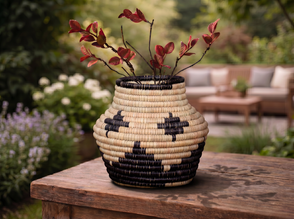 Cross Motif Coiled Vase