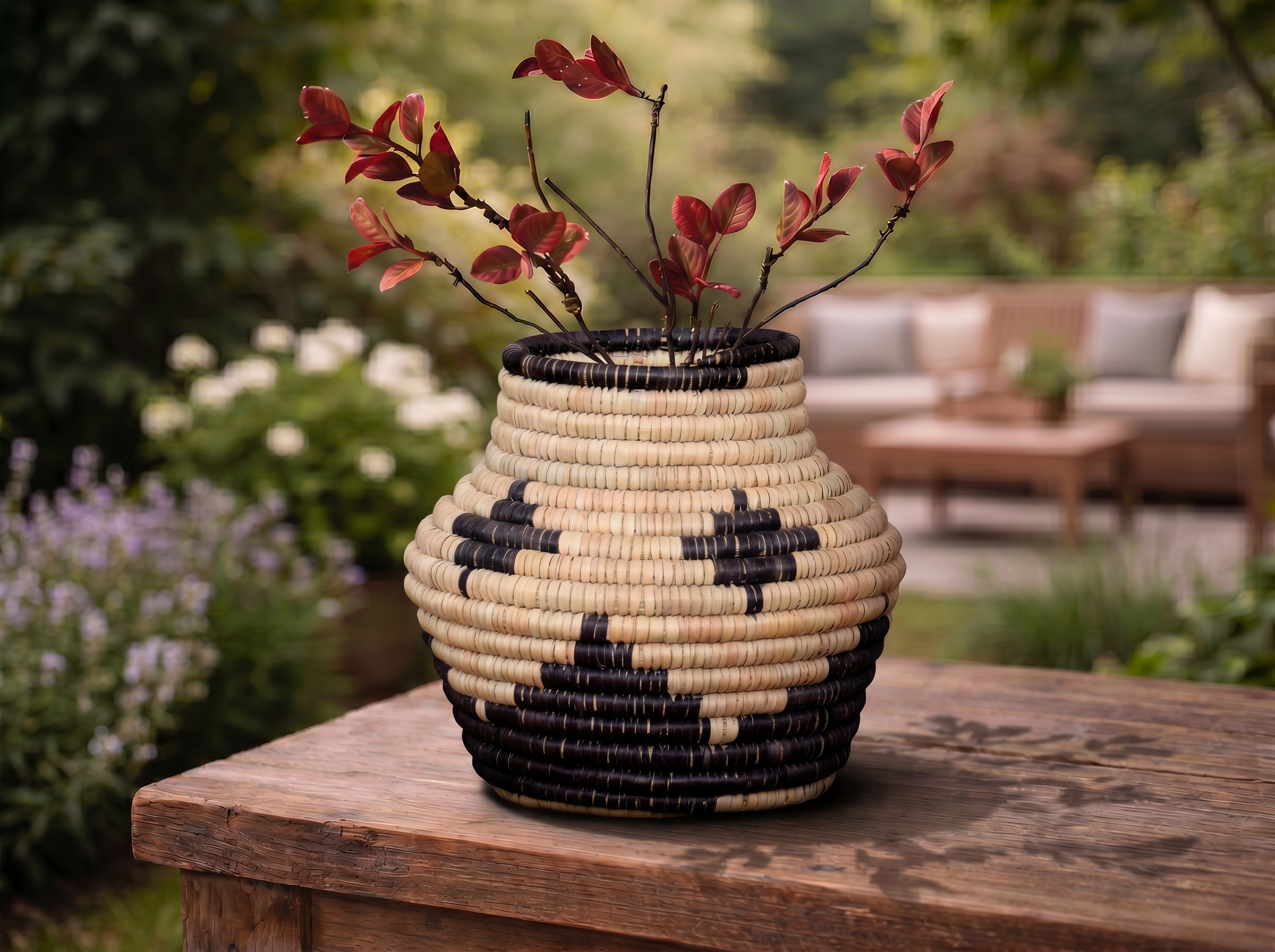 Cross Motif Coiled Vase