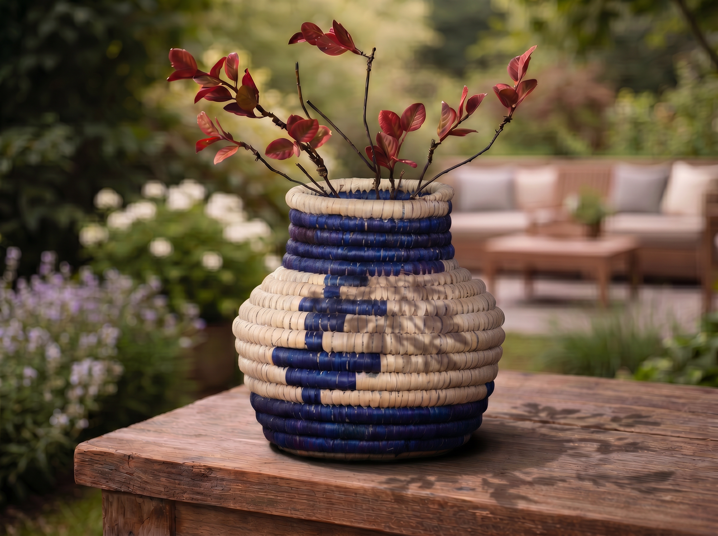 Navy Stairs Small Coiled Vase Potter