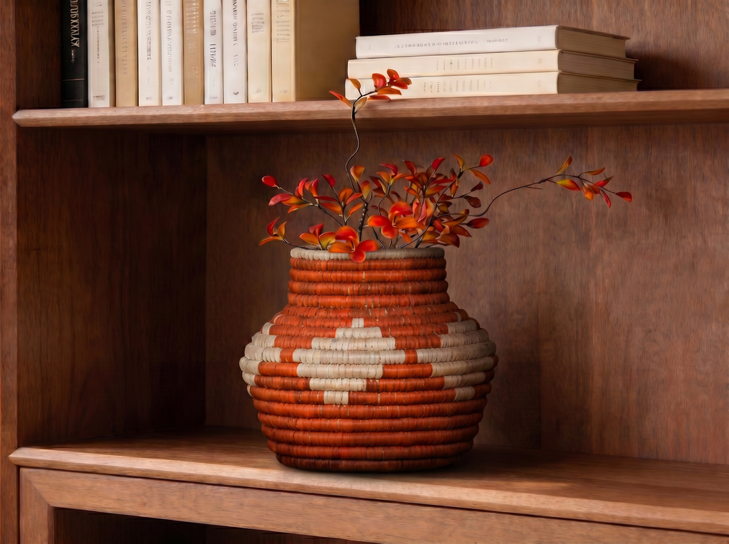 Orange Medallions Coiled Vase