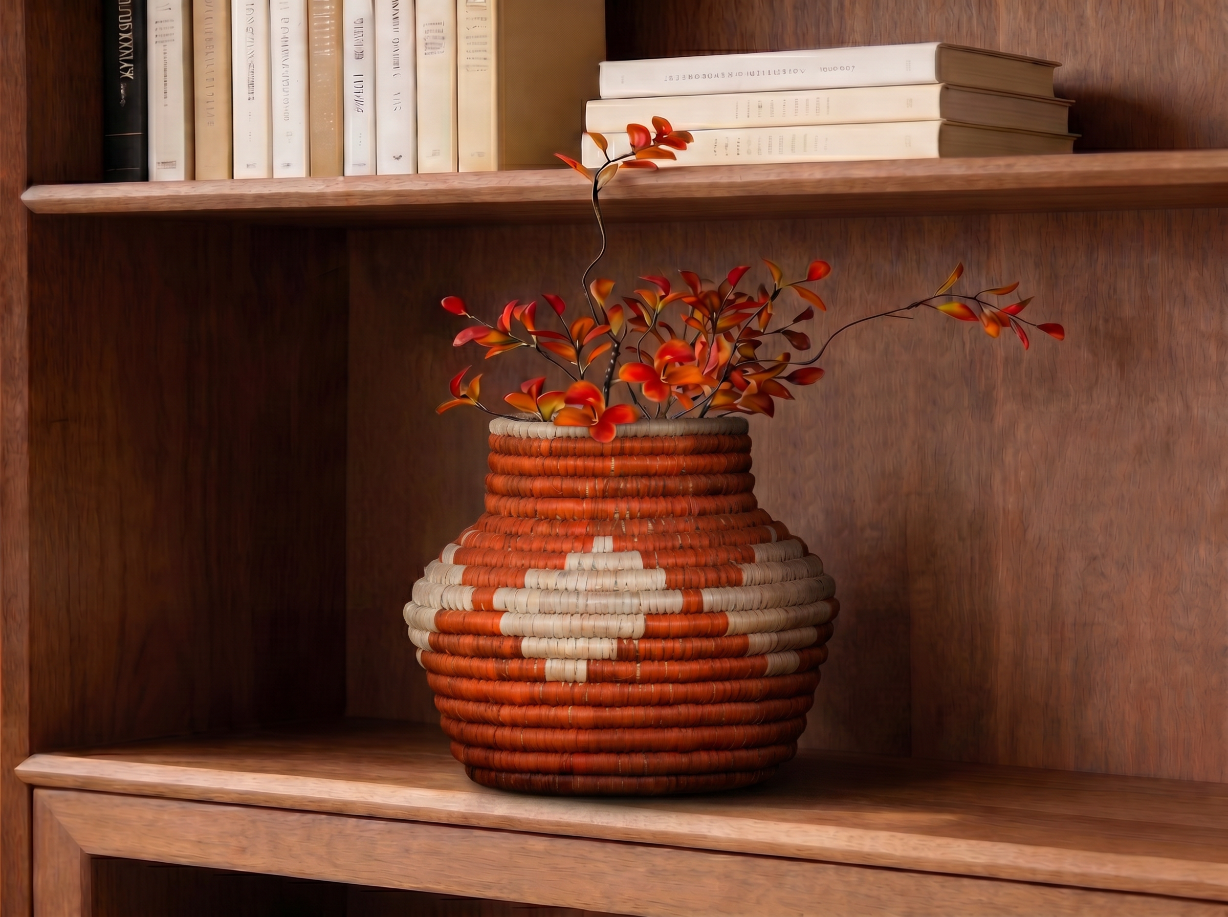 Orange Medallions Coiled Vase