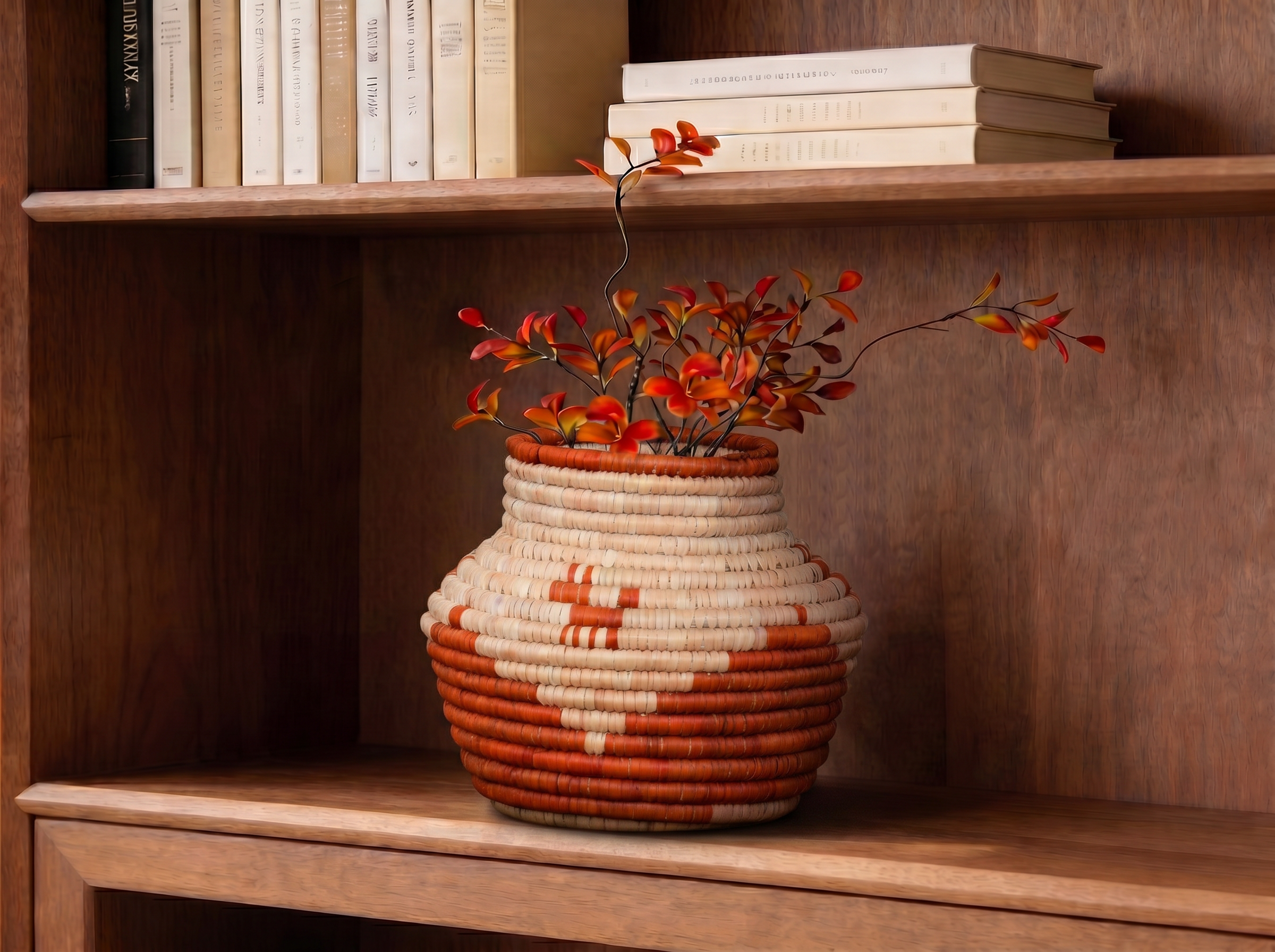 Orange Dog Triangles Small Coiled Vase Potter