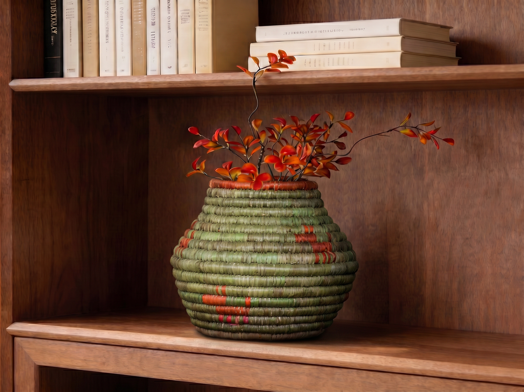 Green Emerald Small Coiled Vase Potter