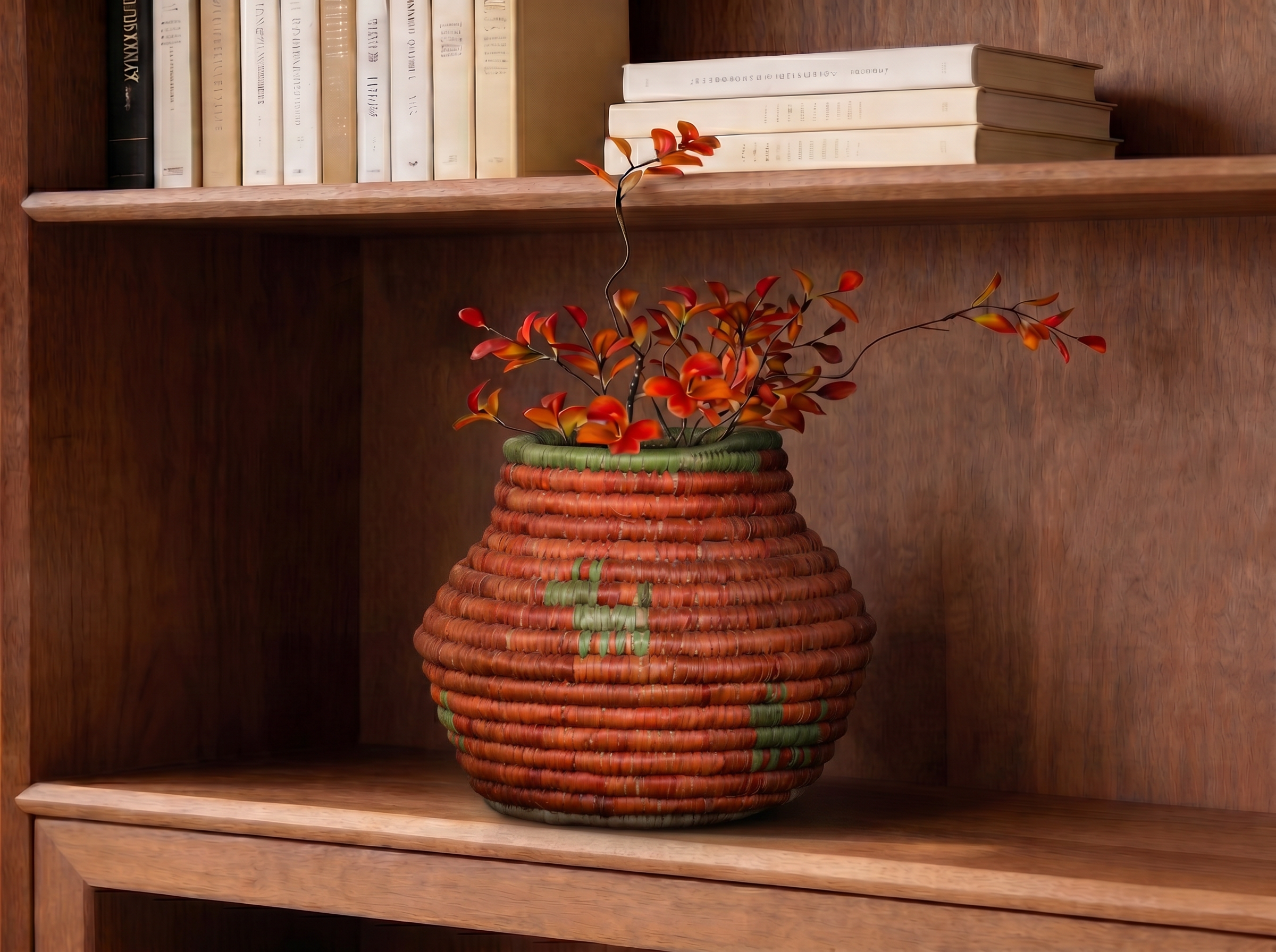 Red Coral Small Coiled Vase Potter