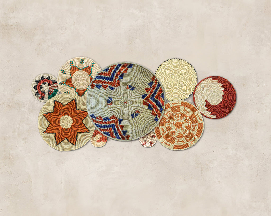 Set of 9 Handwoven wall baskets SET-14-9 N