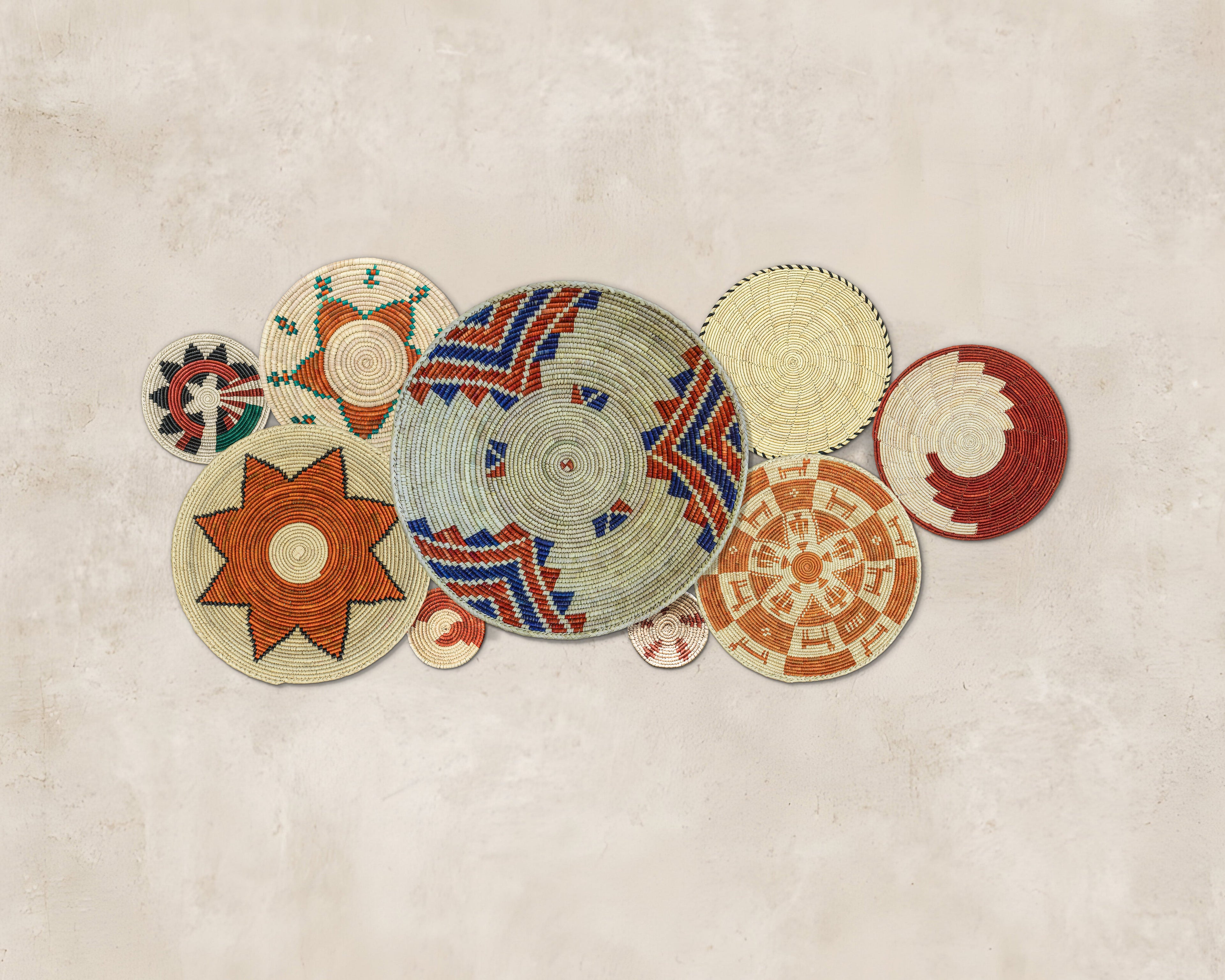 Set of 9 Handwoven wall baskets SET-14-9 N