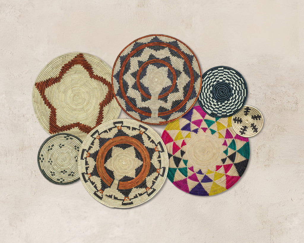 Set of 7 Handwoven wall baskets Set 44-7-N