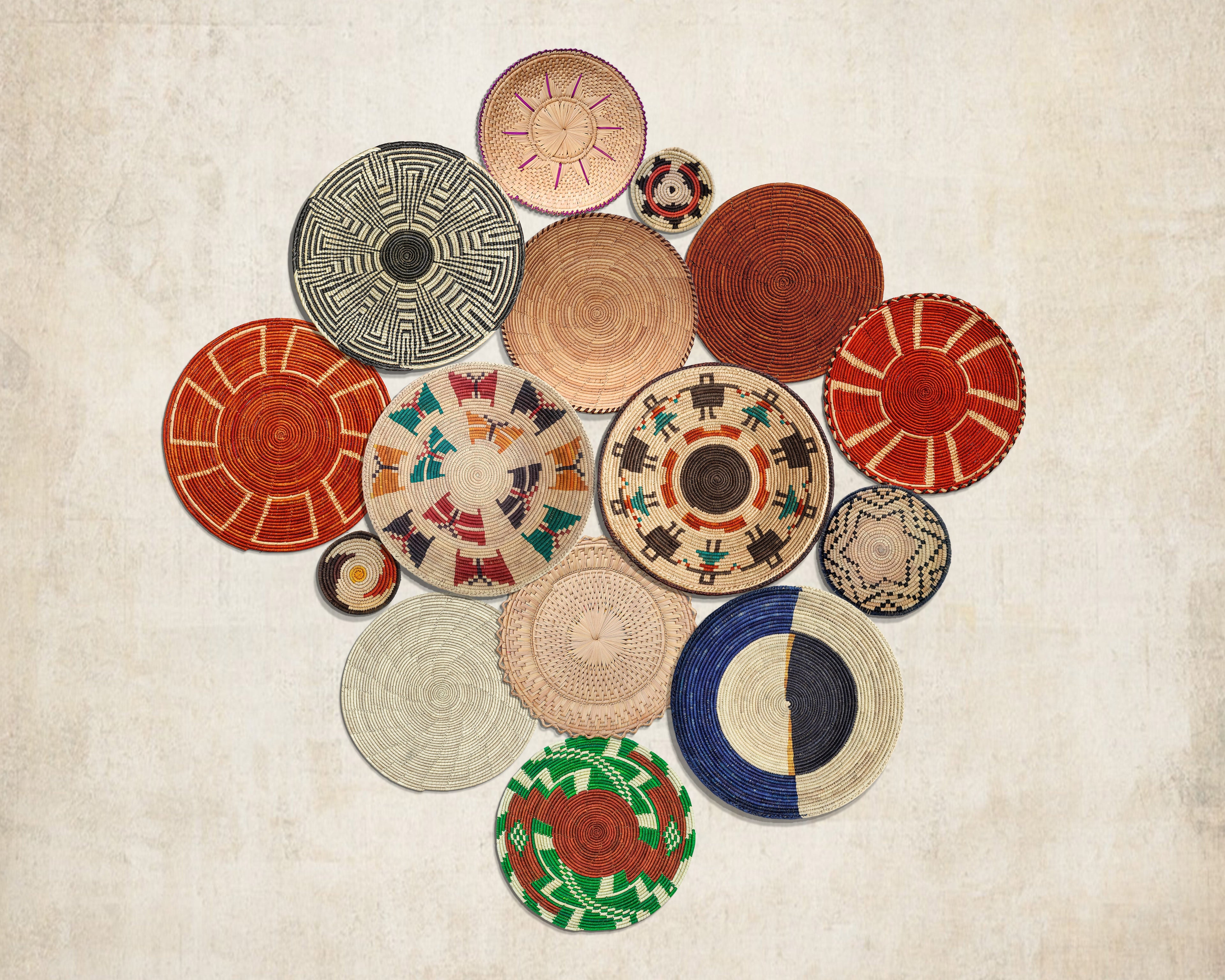 Set of 15 Handwoven wall baskets SET-126-15 N