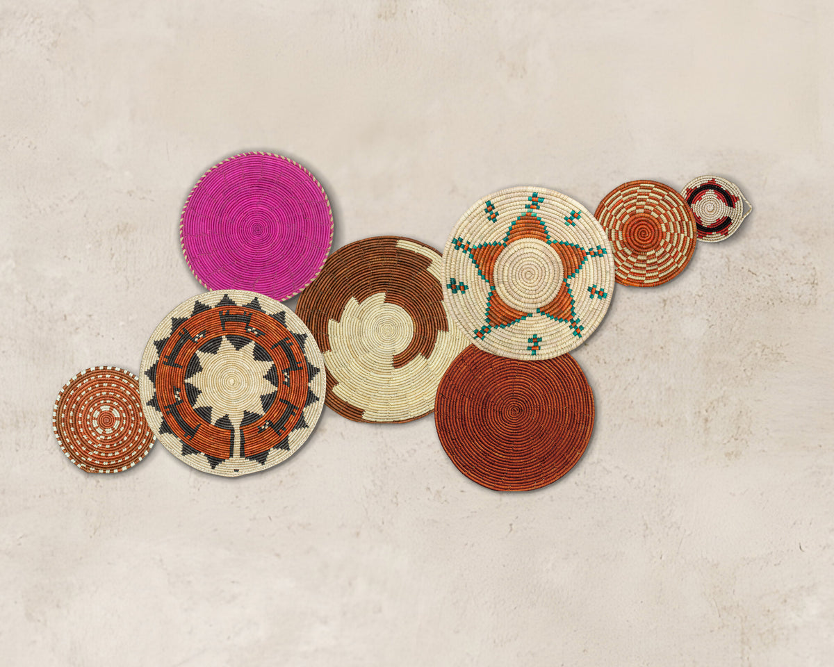 Set of 8 Handwoven wall baskets SET-352-8 N