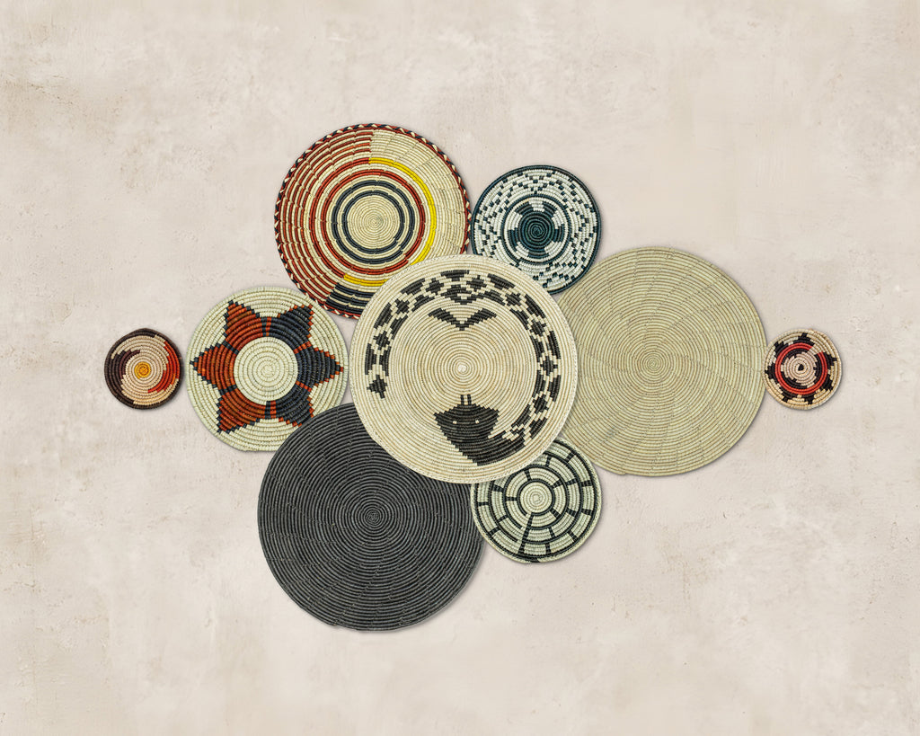 Set of 9 Handwoven wall baskets SET-17-9 N