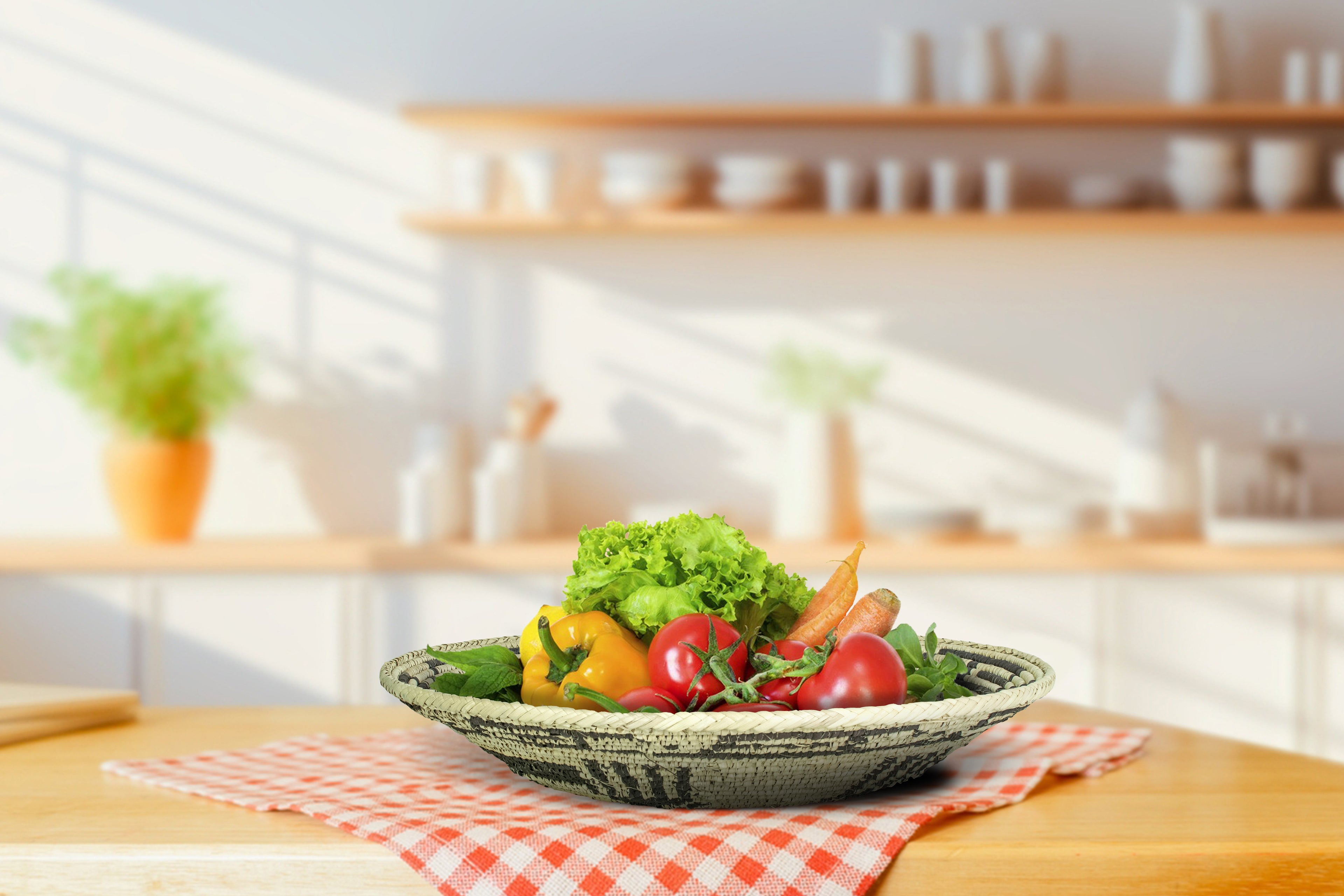 Black Kokopelli Basket 14-inch BSK-142-15