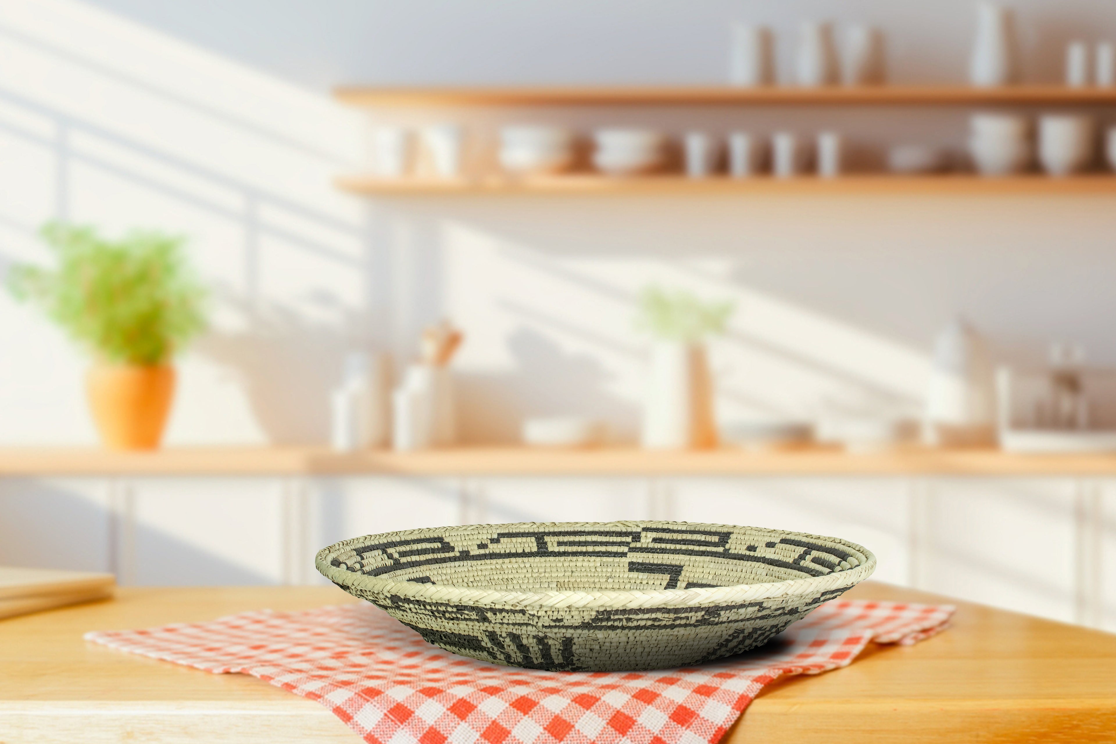 Black Kokopelli Basket 14-inch BSK-142-15