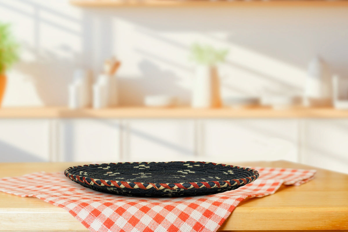12" Dia Obsidian Galaxy Flat Basket