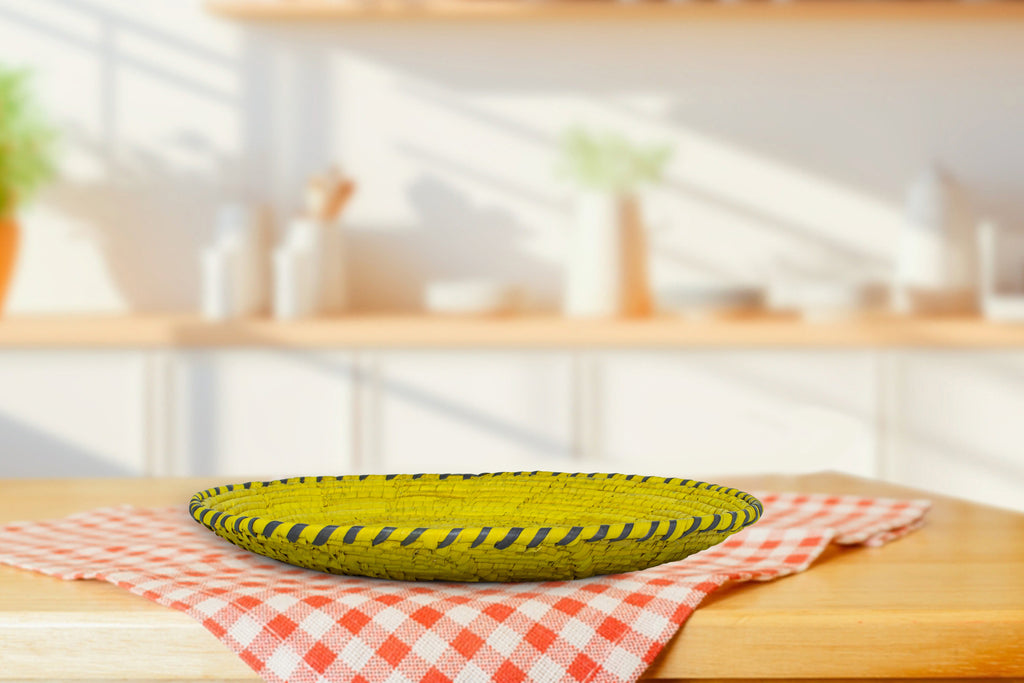 Bright Yellow Plain Flat Basket 12-Inch Pl-032-12