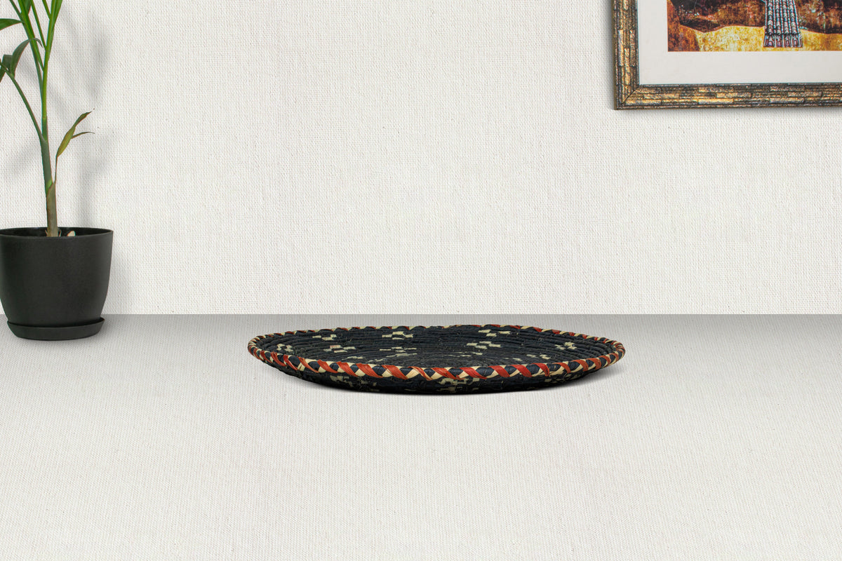 12" Dia Obsidian Galaxy Flat Basket