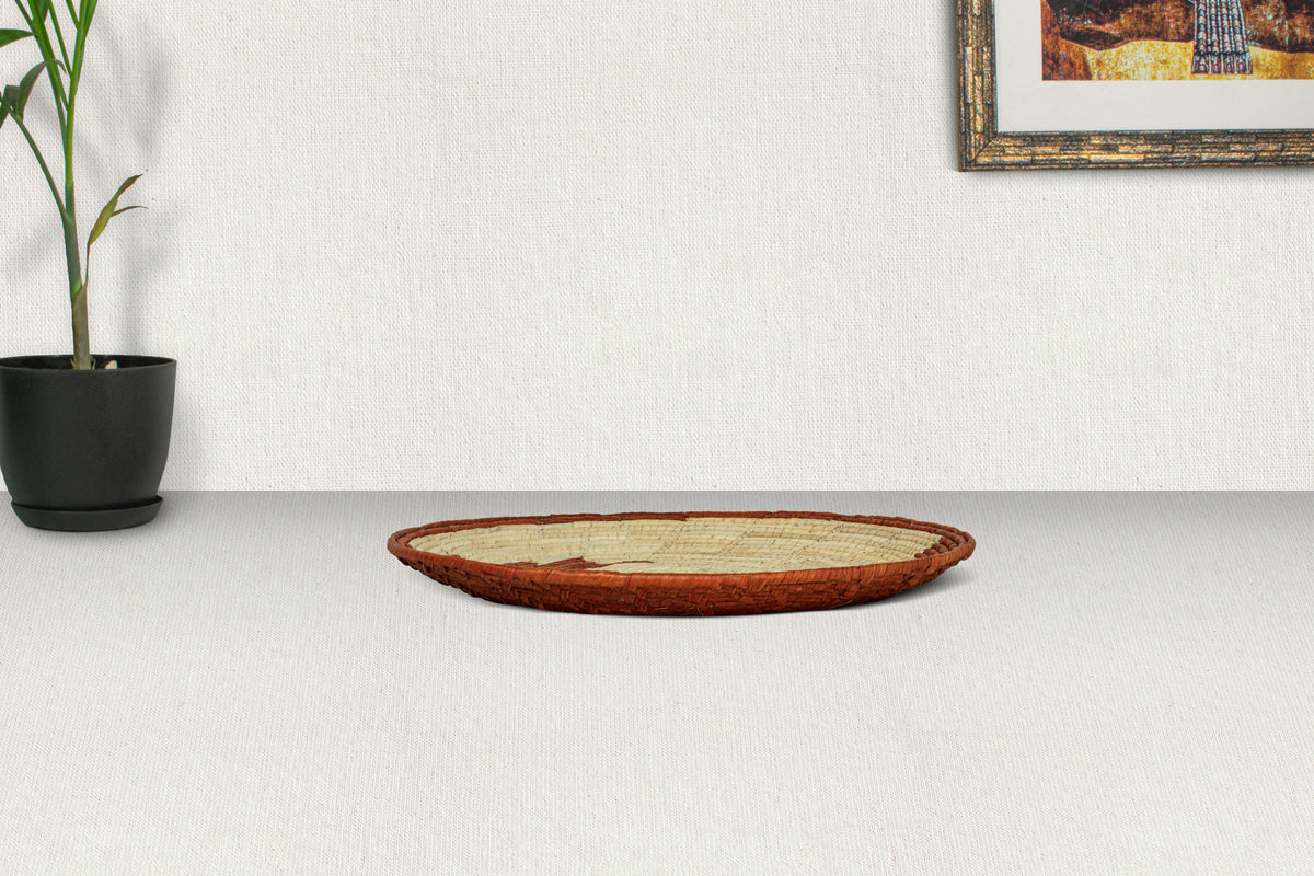 12" Dia Cinnabar Wash Flat Basket