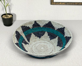 Black & Green Navajo Inspired Bowl Basket 22-Inch