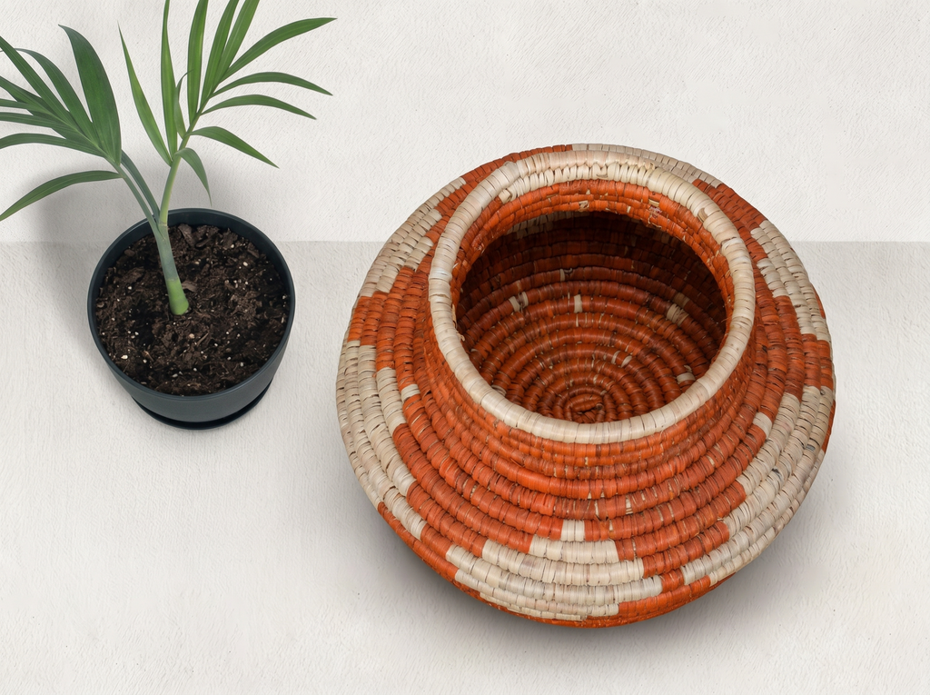 Orange Medallions Coiled Vase