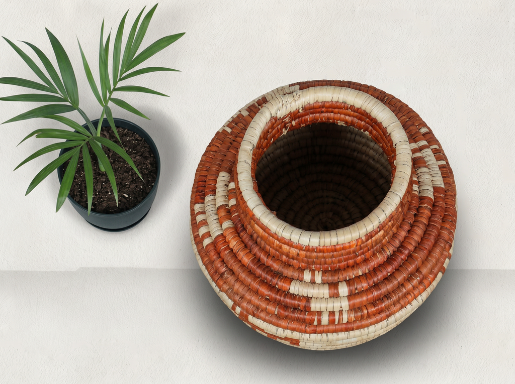 Rust Hound Circle Coiled Vase